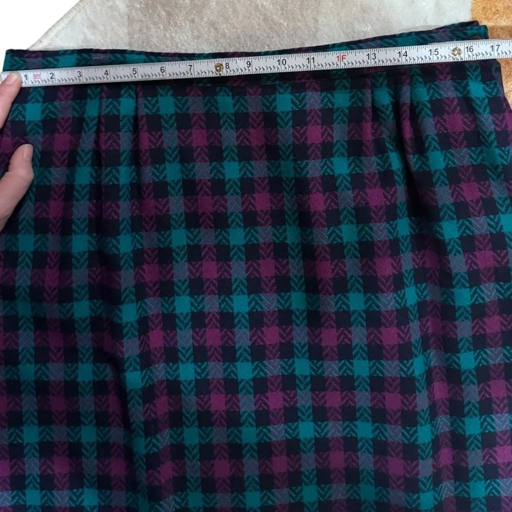 Pendleton VTG 80’s womens wool plaid lined blue and fuschia skirt size 16